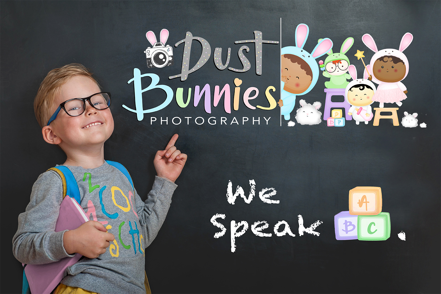 Back,To,School.,Funny,Little,Boy,In,Glasses,Pointing,Up